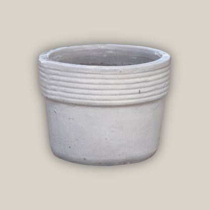 9086C16FS - White Lined Rim Round Ceramic Planter - FREE SHIPPING