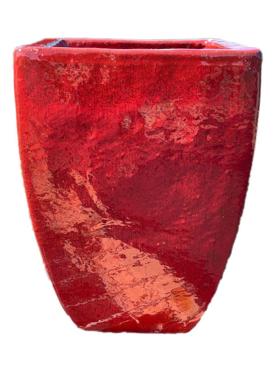 Chili Red  Ceramic Milan Square Pot | Ten Thousand Pots