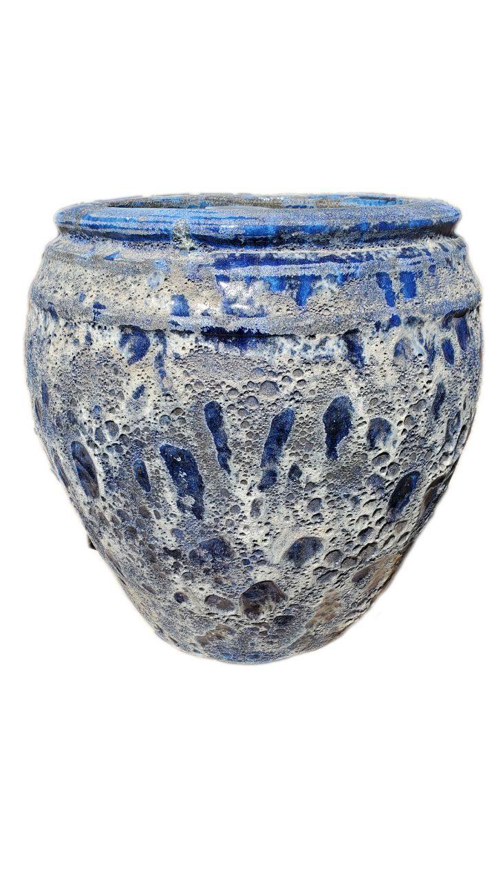 Seafoam Blue Giant Rope Rim Ceramic Pot | Ten Thousand Pots