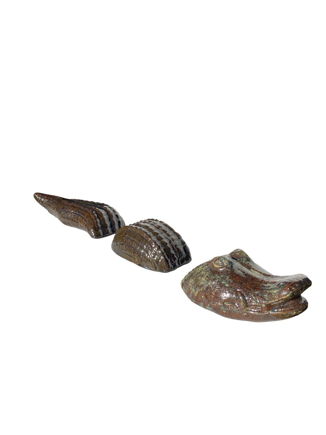 Moss green ceramic alligator accent décor piece