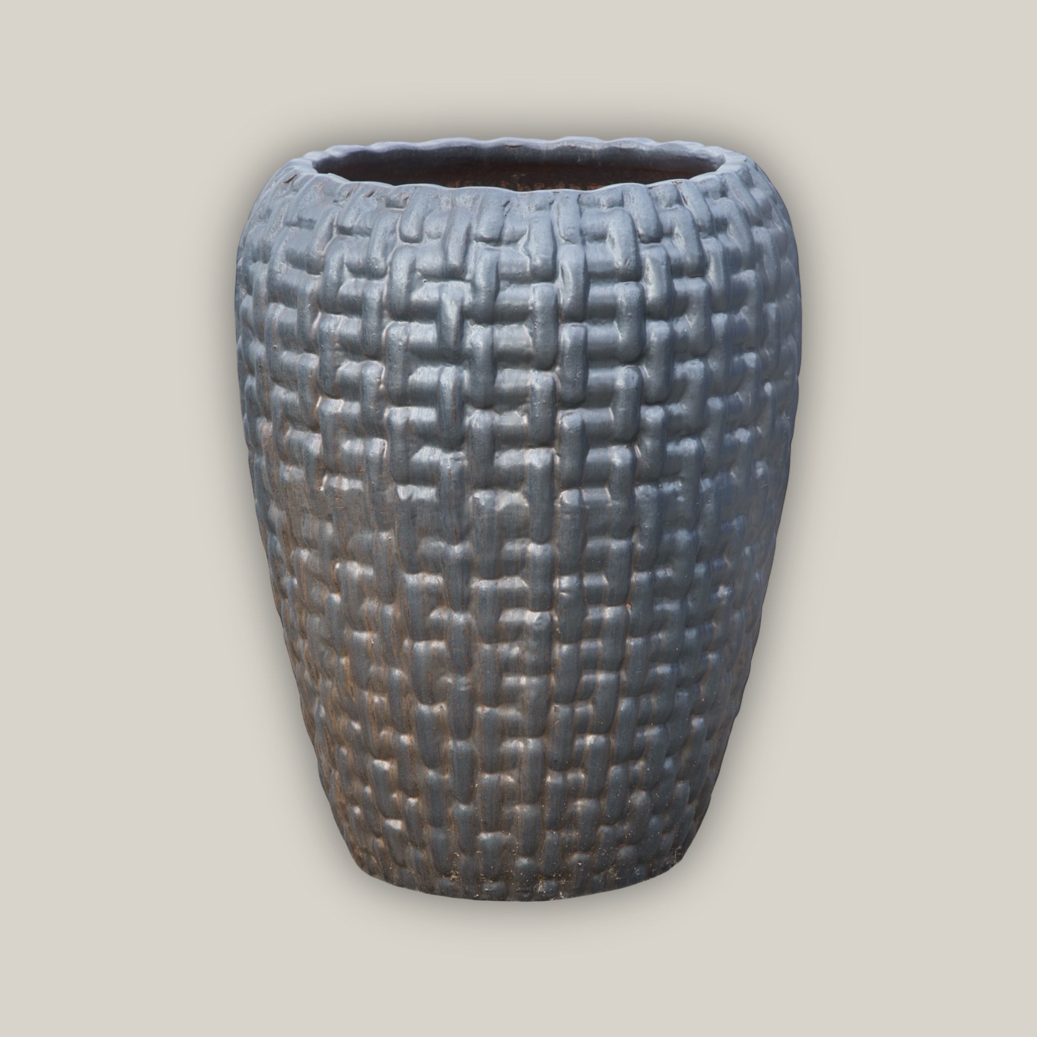 woven ceramic planter Copper Gold Ceramic Tall Woven Planter