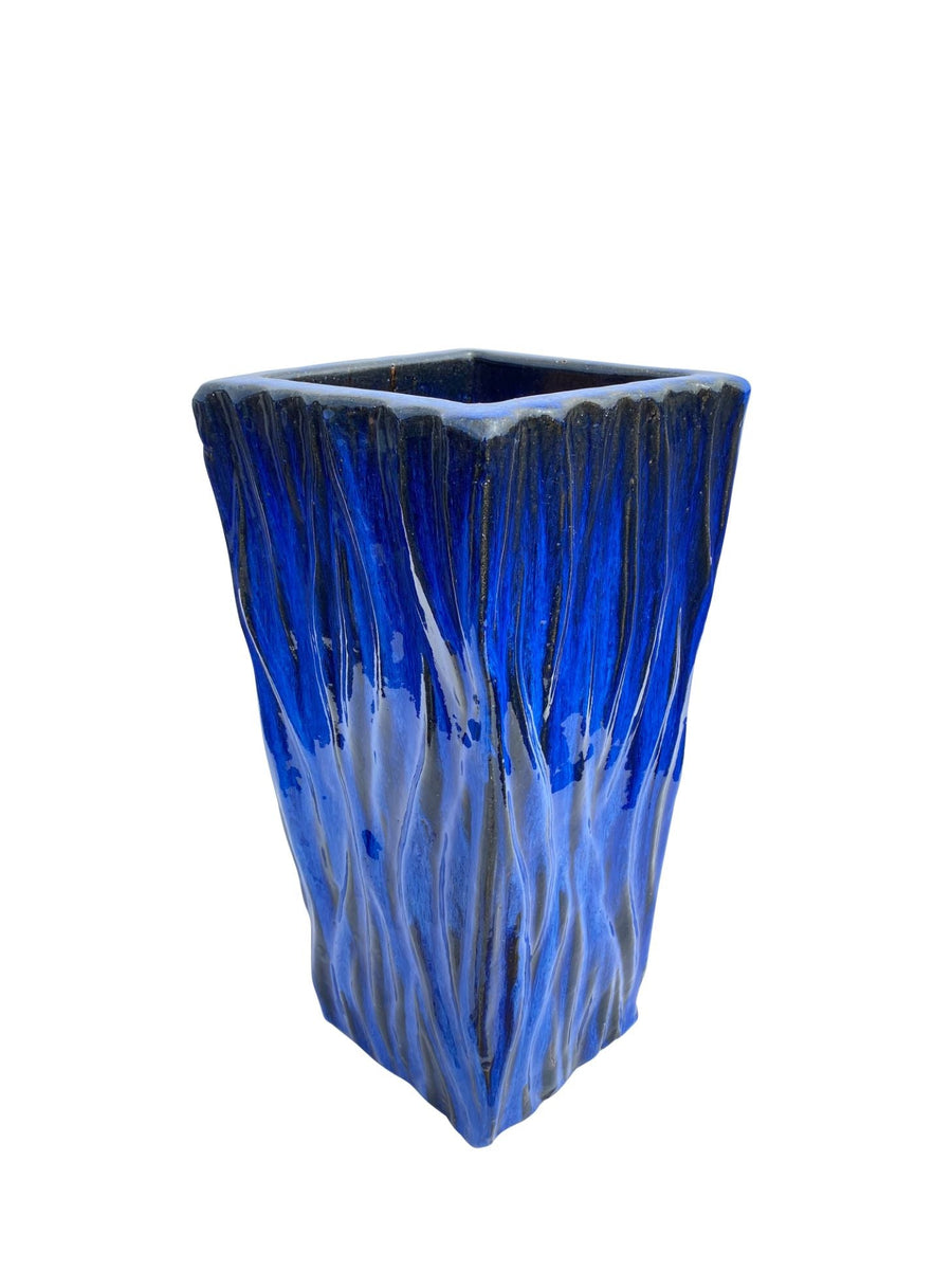 Cobalt Blue Tall Volcano Square Ceramic Pot | Ten Thousand Pots