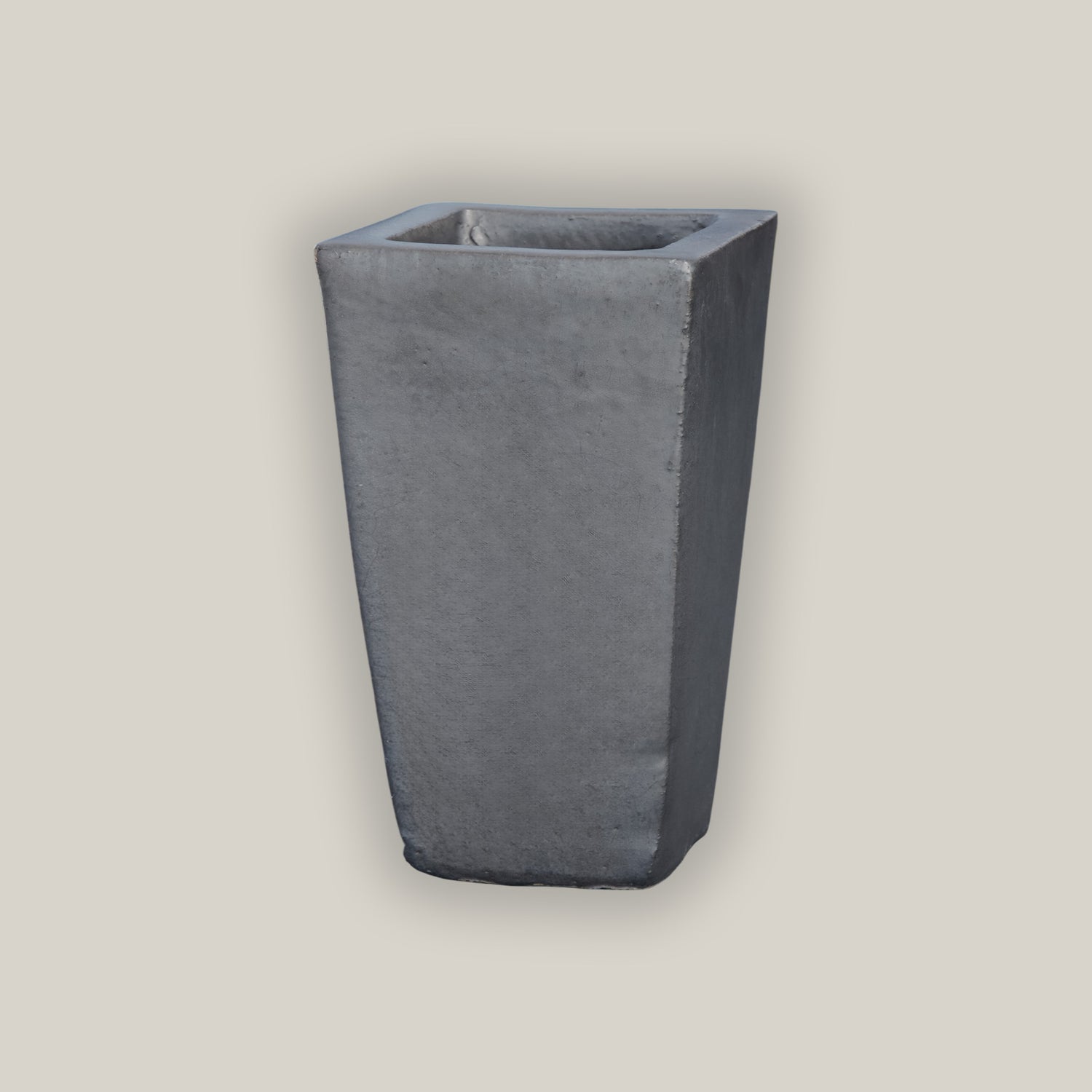 9817C8 - Matte Black Square Ceramic Wedge Planter - Short