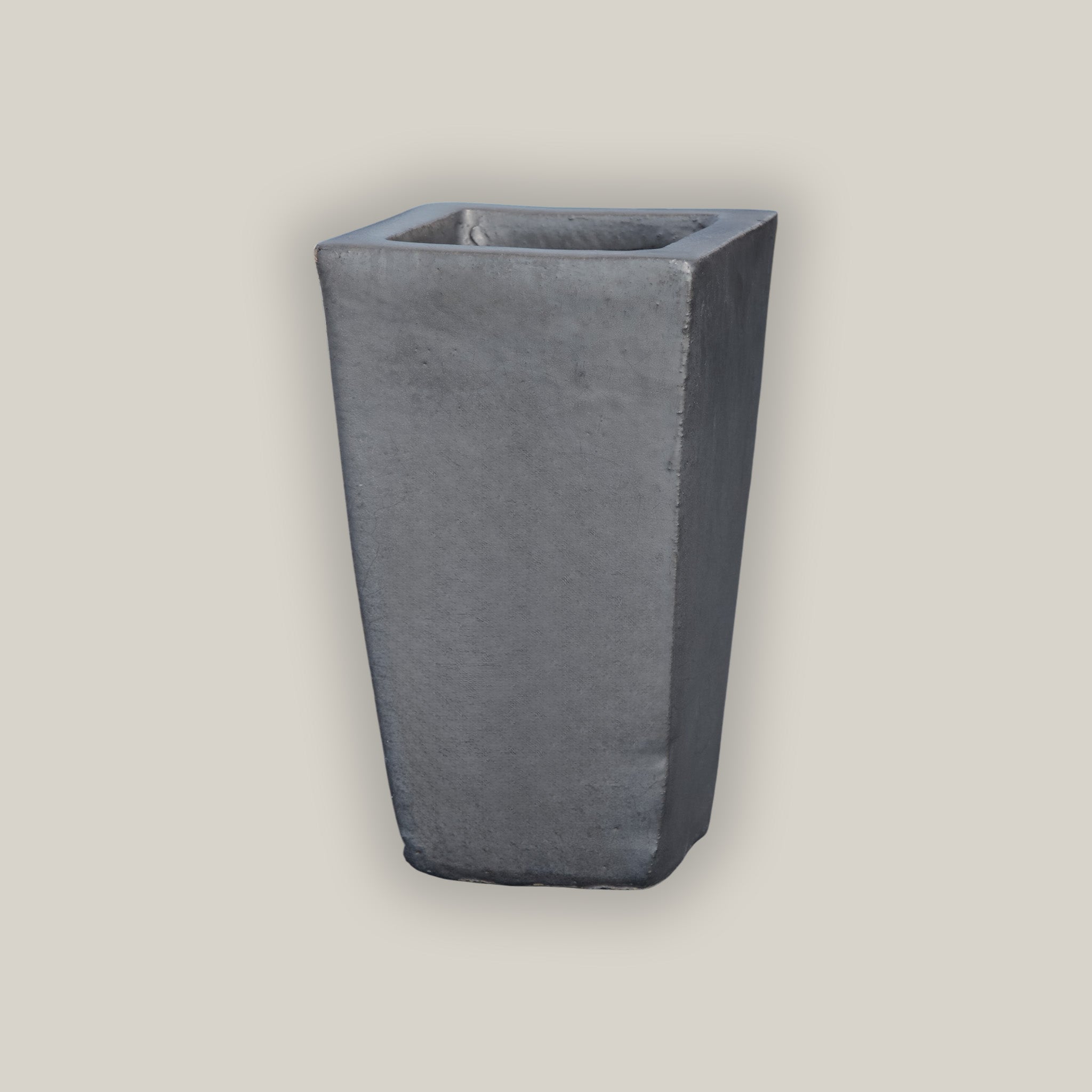 9817C8 - Matte Black Square Ceramic Wedge Planter - Short