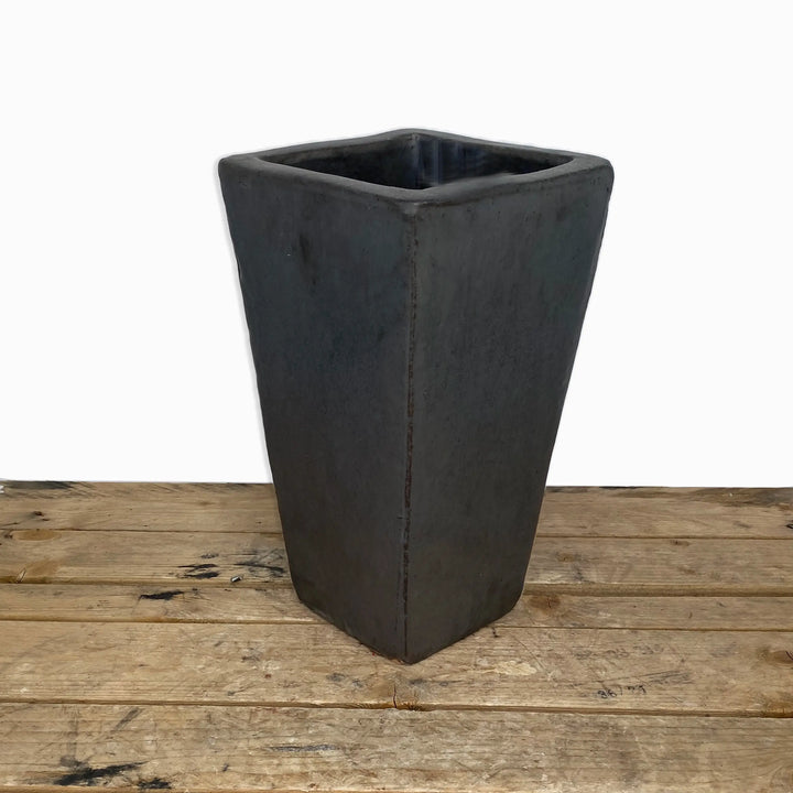 Square Ceramic Wedge Planter Black | Ten Thousand Pots