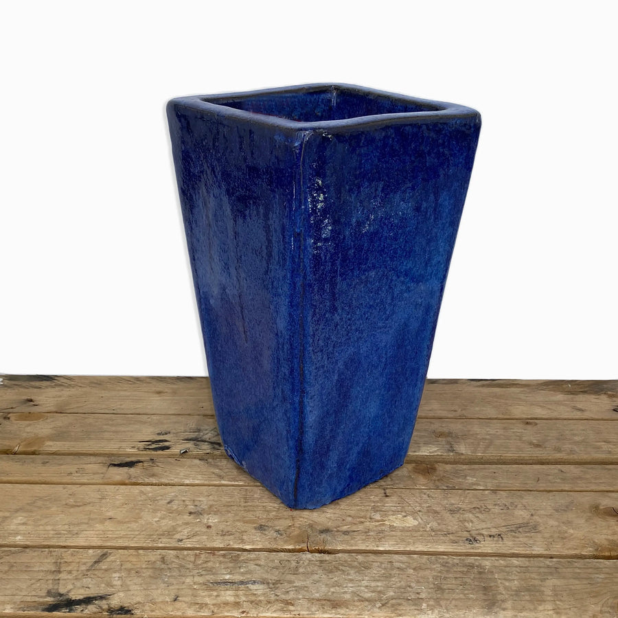 Square Ceramic Wedge Planter Blue | Ten Thousand Pots