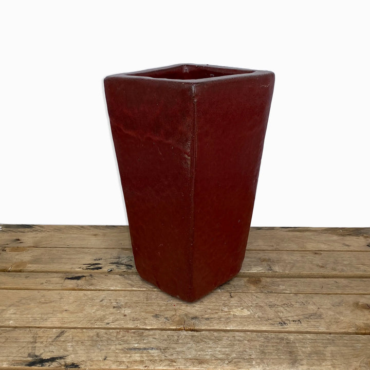 Square Ceramic Wedge Planter Red | Ten Thousand Pots