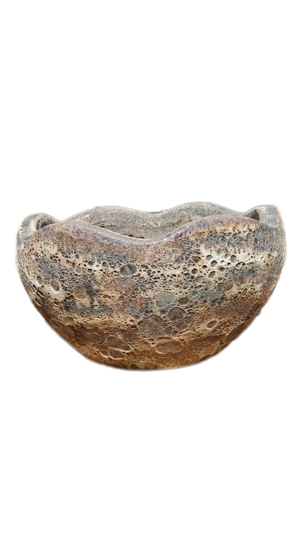 9859C42FS - Seafoam Brown Wavy Rim Low Bowl - FREE SHIPPING