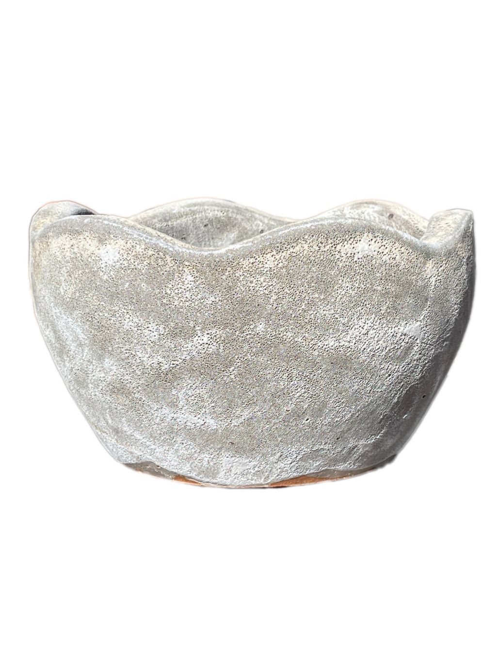 Seafoam White Ceramic Wavy Rim Low Bowl