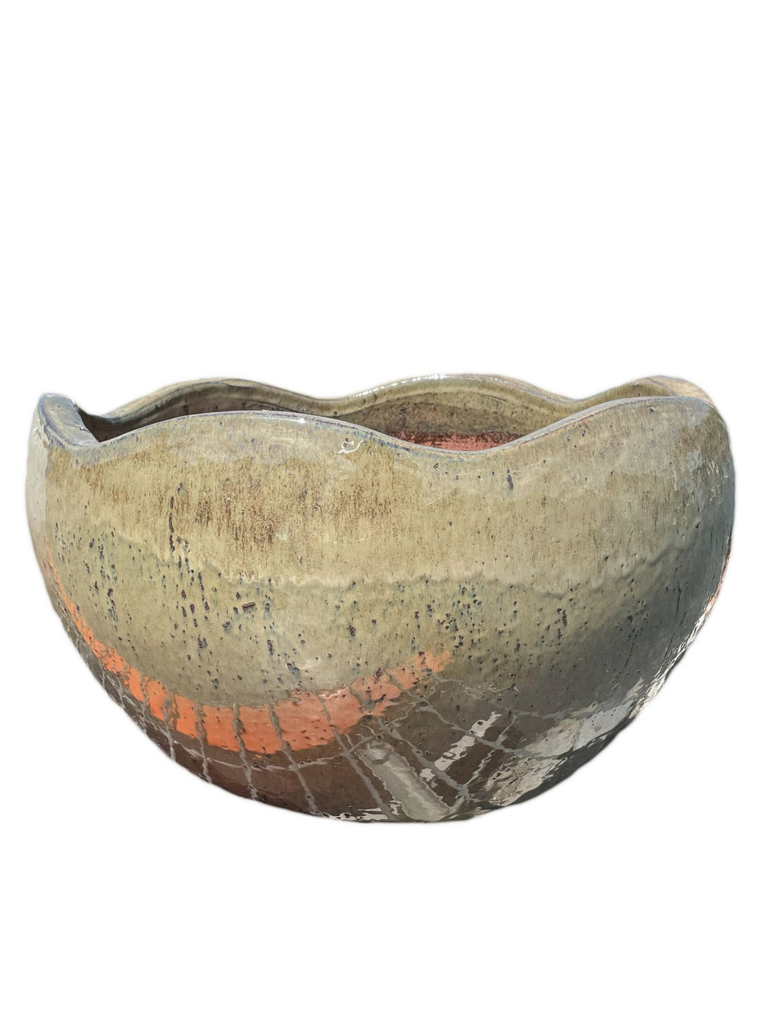 9859C18 - Gray Garden Wavy Rim Low Bowl