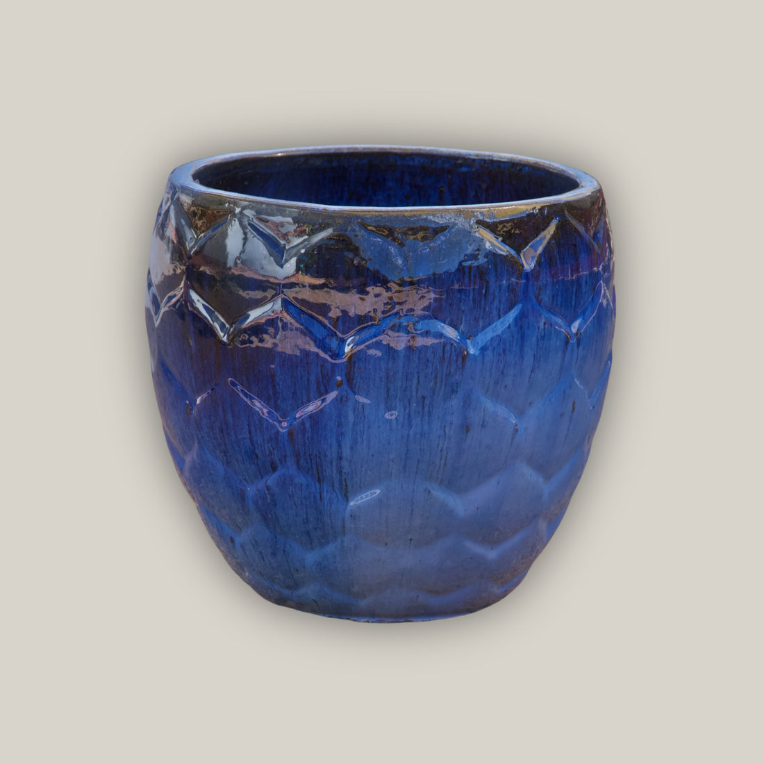 9989C1 - Cobalt Blue Round Artichoke Ceramic Planter