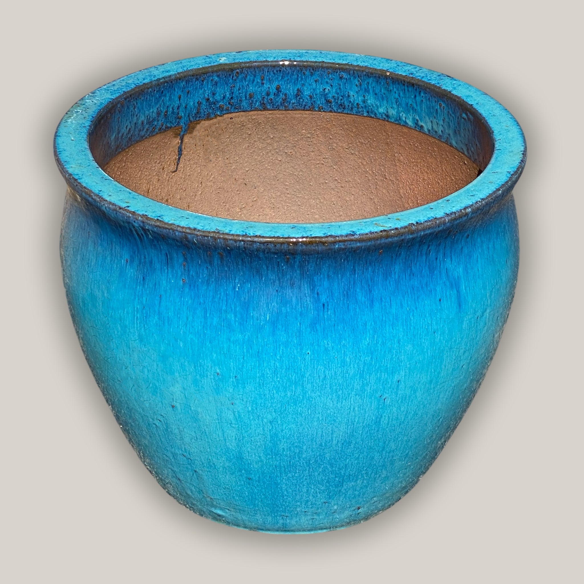 6108H1FS - Turquoise Slanted Rim Modern Round Pot - FREE SHIPPING