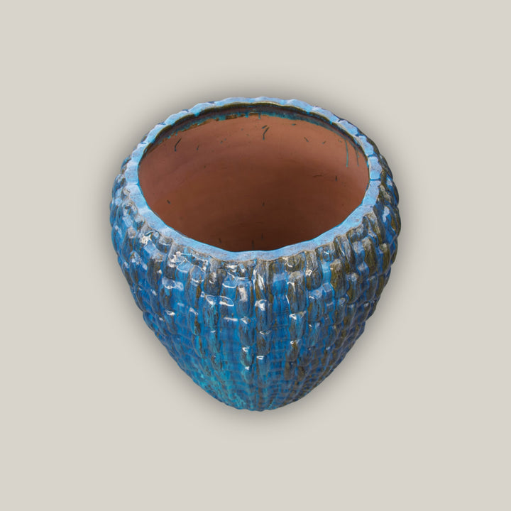 9700C3A - Aqua Tall Ceramic Woven Planter - FREE SHIPPING