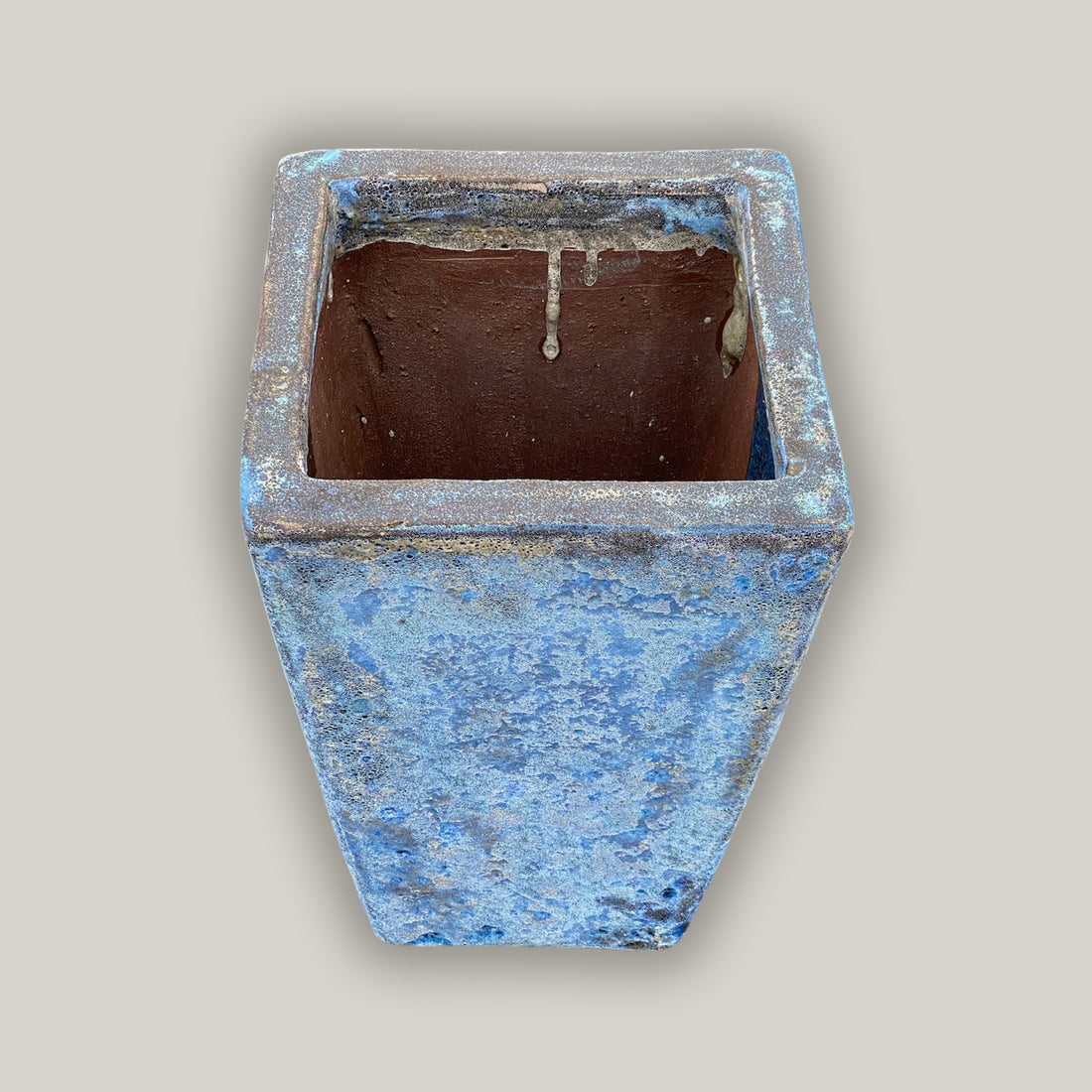 9817C4 - Seafoam Blue Square Ceramic Wedge Planter - Short