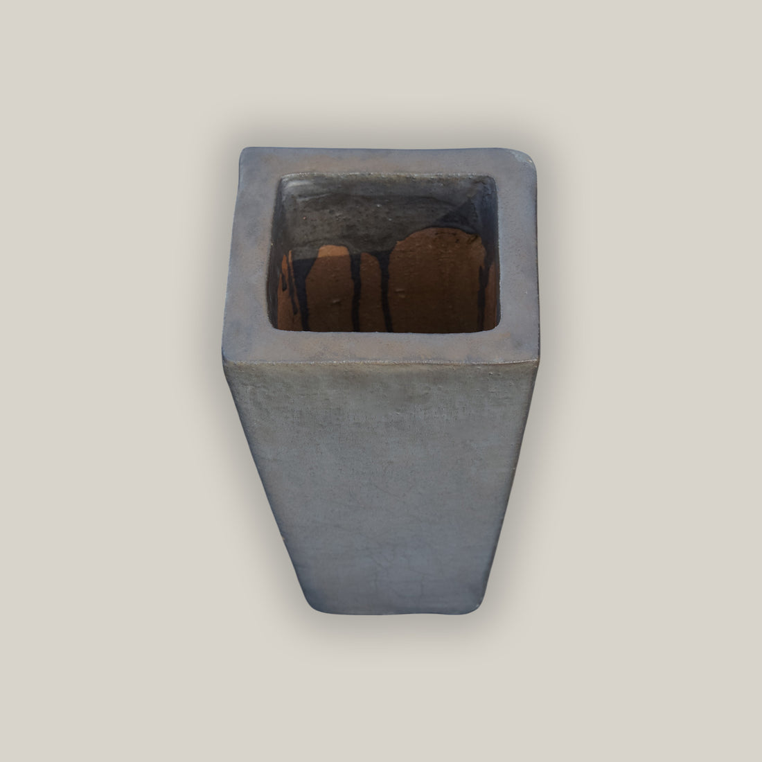 9817C8 - Matte Black Square Ceramic Wedge Planter - Short