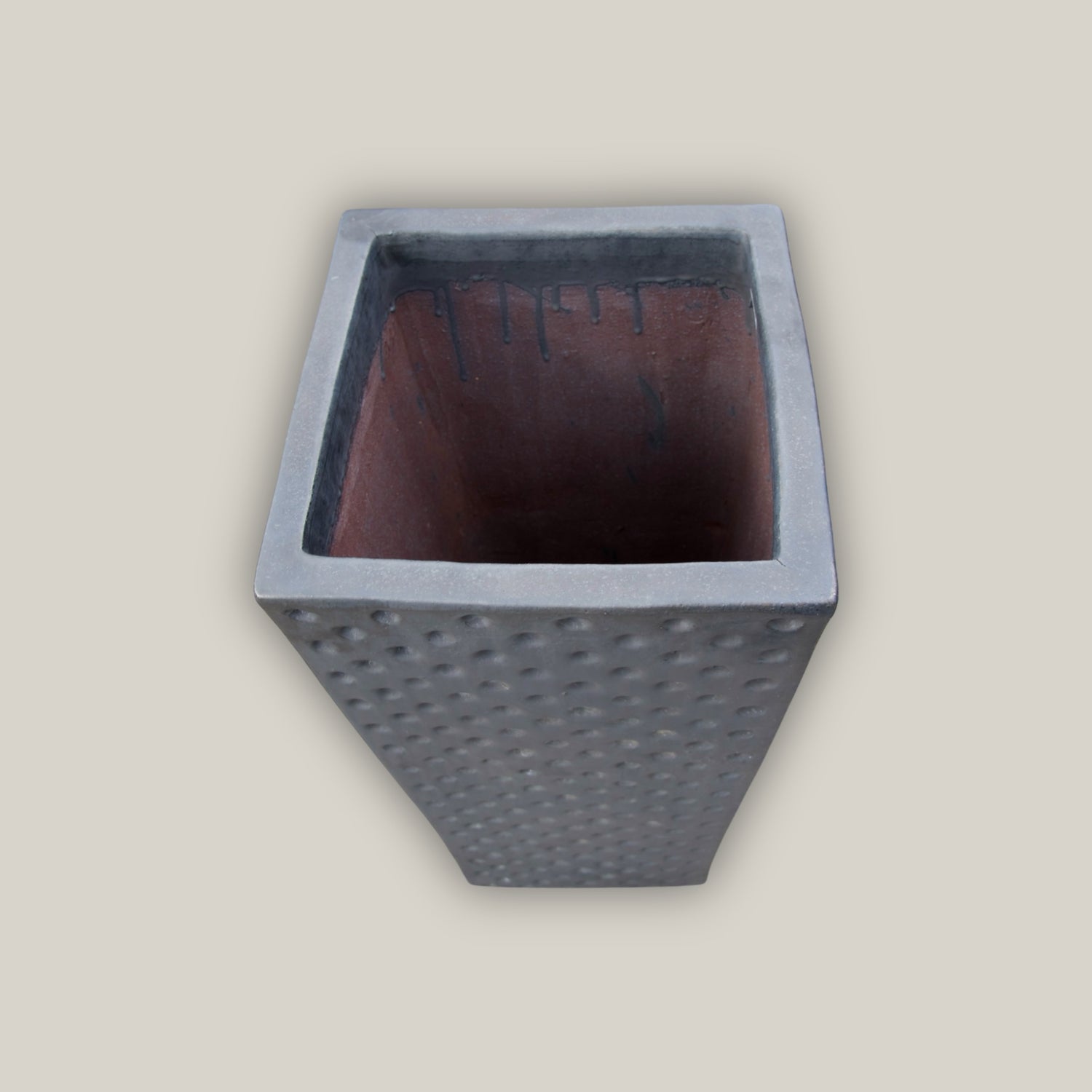 9973C8 - Matte Black Dimple Wedge Ceramic Planter