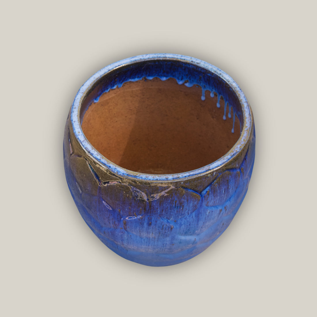 9989C1 - Cobalt Blue Round Artichoke Ceramic Planter