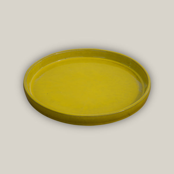 Atomic Yellow Ceramic Plant Saucer - Large | Ten Thousand Pots