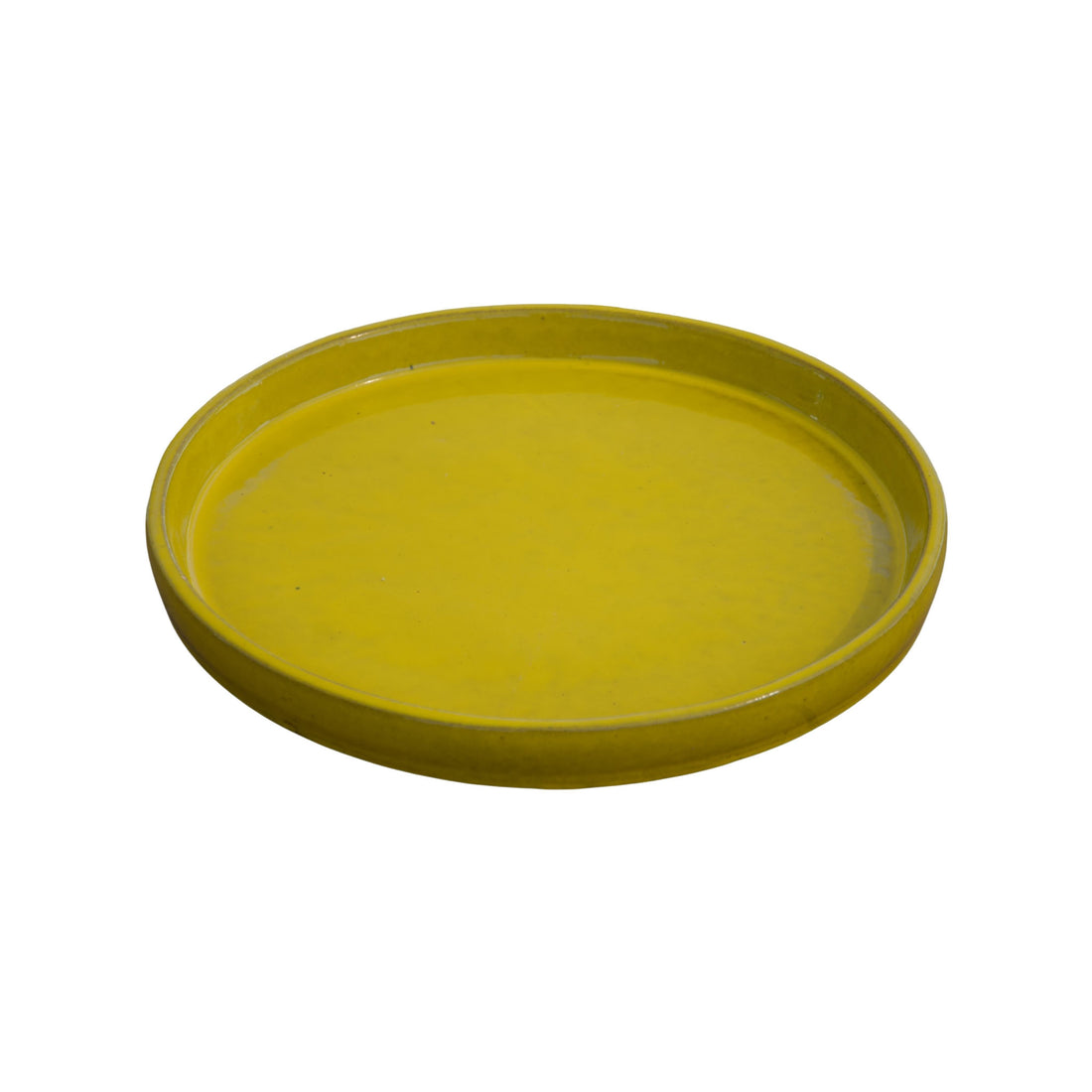 Round Atomic Yellow Ceramic Clay Plant Saucer