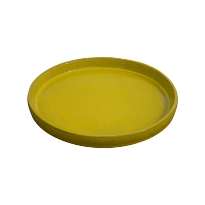 Round Atomic Yellow Ceramic Clay Plant Saucer