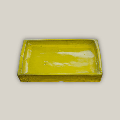 3127L38FS- Square | Yellow Ceramic Plant Saucer | High Fired Ecofriendly Clay - Sizes 8&quot;-15&quot; - FREE SHIPPING