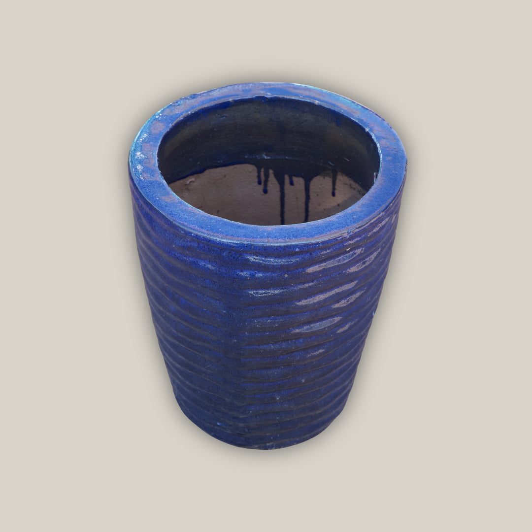 8036N8A - Blue Ripple Cone Pot