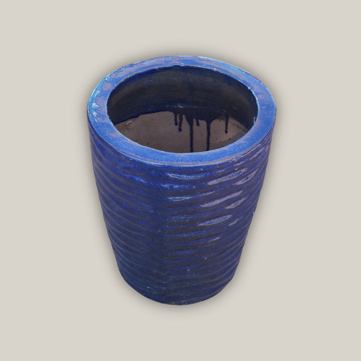 8036N8A - Blue Ripple Cone Pot