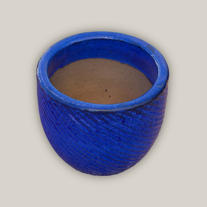 Blue Round Swirl Planter