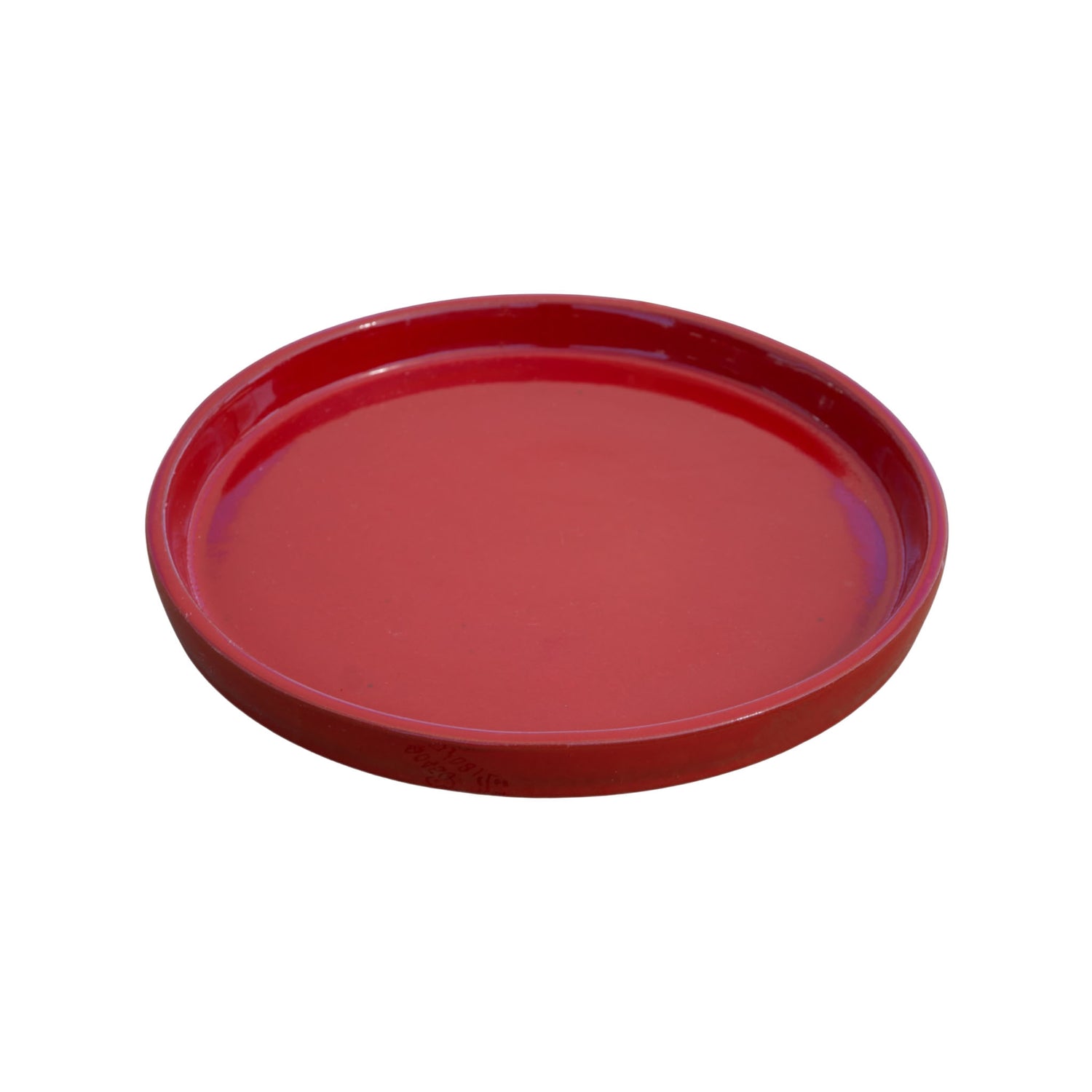 Round Bright Red Ceramic Clay Plant Saucer