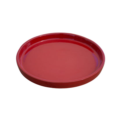 Round Bright Red Ceramic Clay Plant Saucer