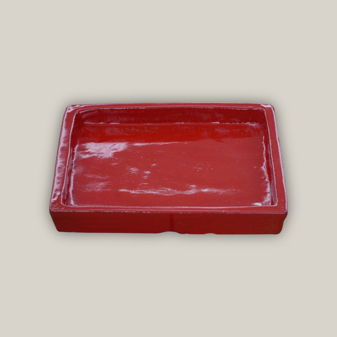 Square | Bright Red Ceramic Plant Saucer | High Fired Ecofriendly Clay - Sizes 8"-15" - Free Shipping