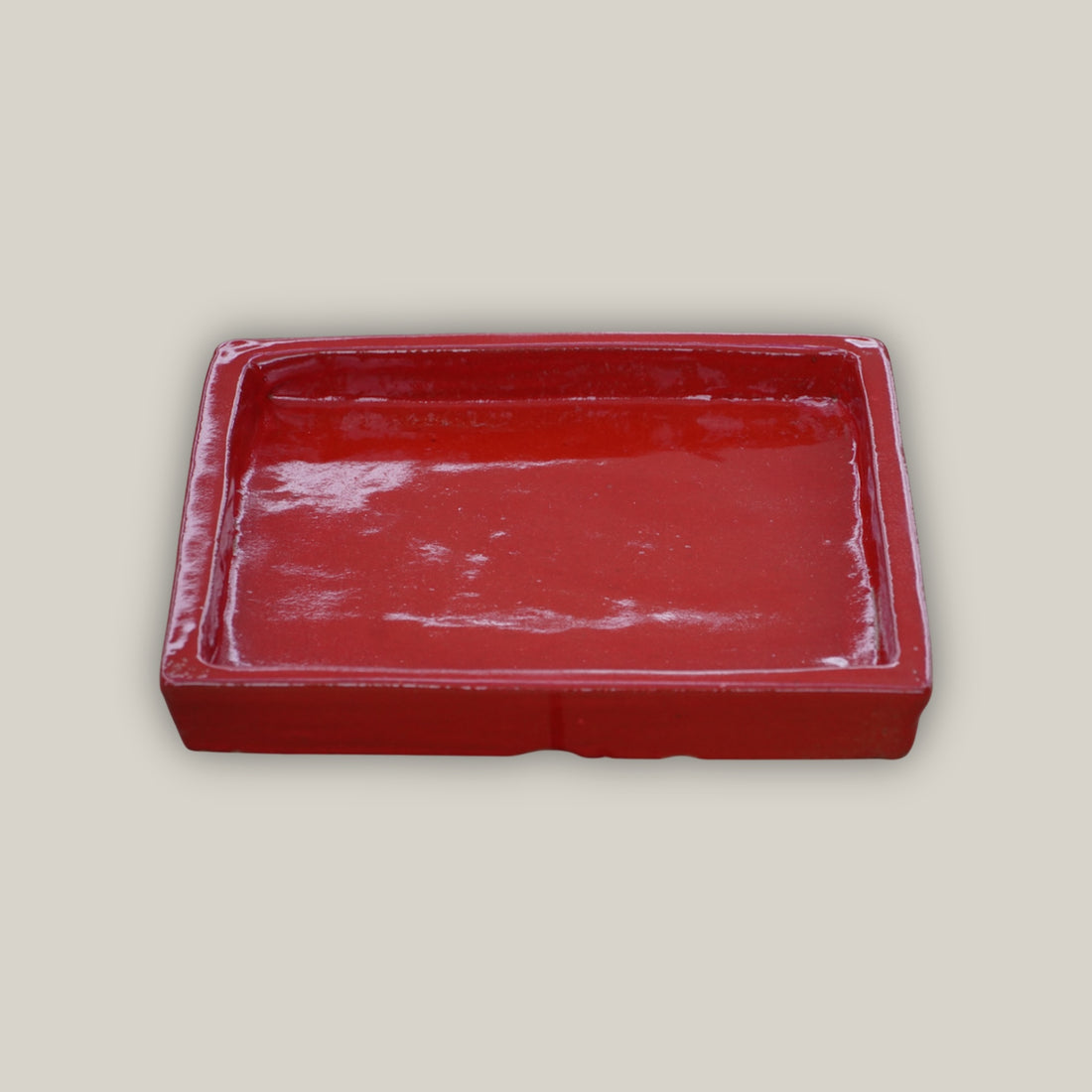 3127L14FS - Square | Bright Red Ceramic Plant Saucer | High Fired Ecofriendly Clay - Sizes 8&quot;-15&quot;