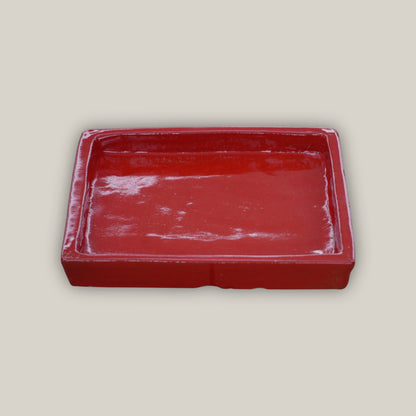 3127L14FS - Square | Bright Red Ceramic Plant Saucer | High Fired Ecofriendly Clay - Sizes 8&quot;-15&quot; - FREE SHIPPING