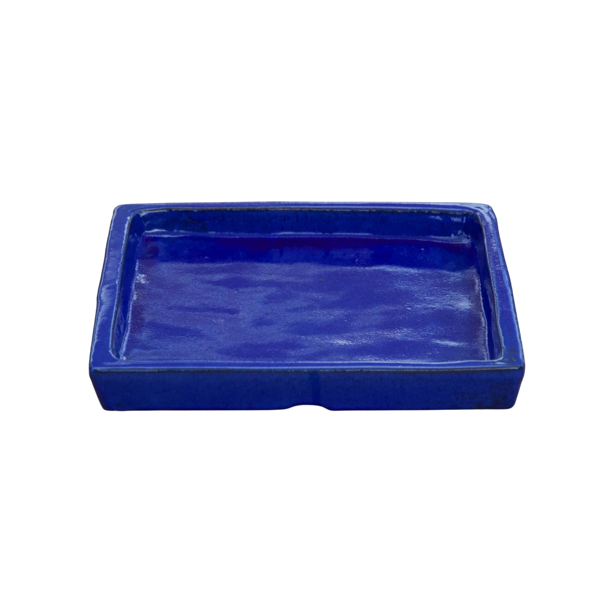 Square Falling Blue Ceramic Clay Plant Saucer