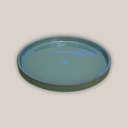 3125L16 - Round | Green Cream Ceramic Plant Saucer | High Fired Ecofriendly Clay - Sizes 8&quot;-17.5&quot; - FREE SHIPPING