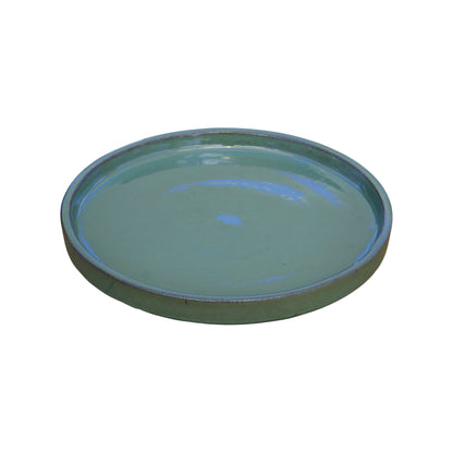 Round Green Ceramic Clay Plant Saucer