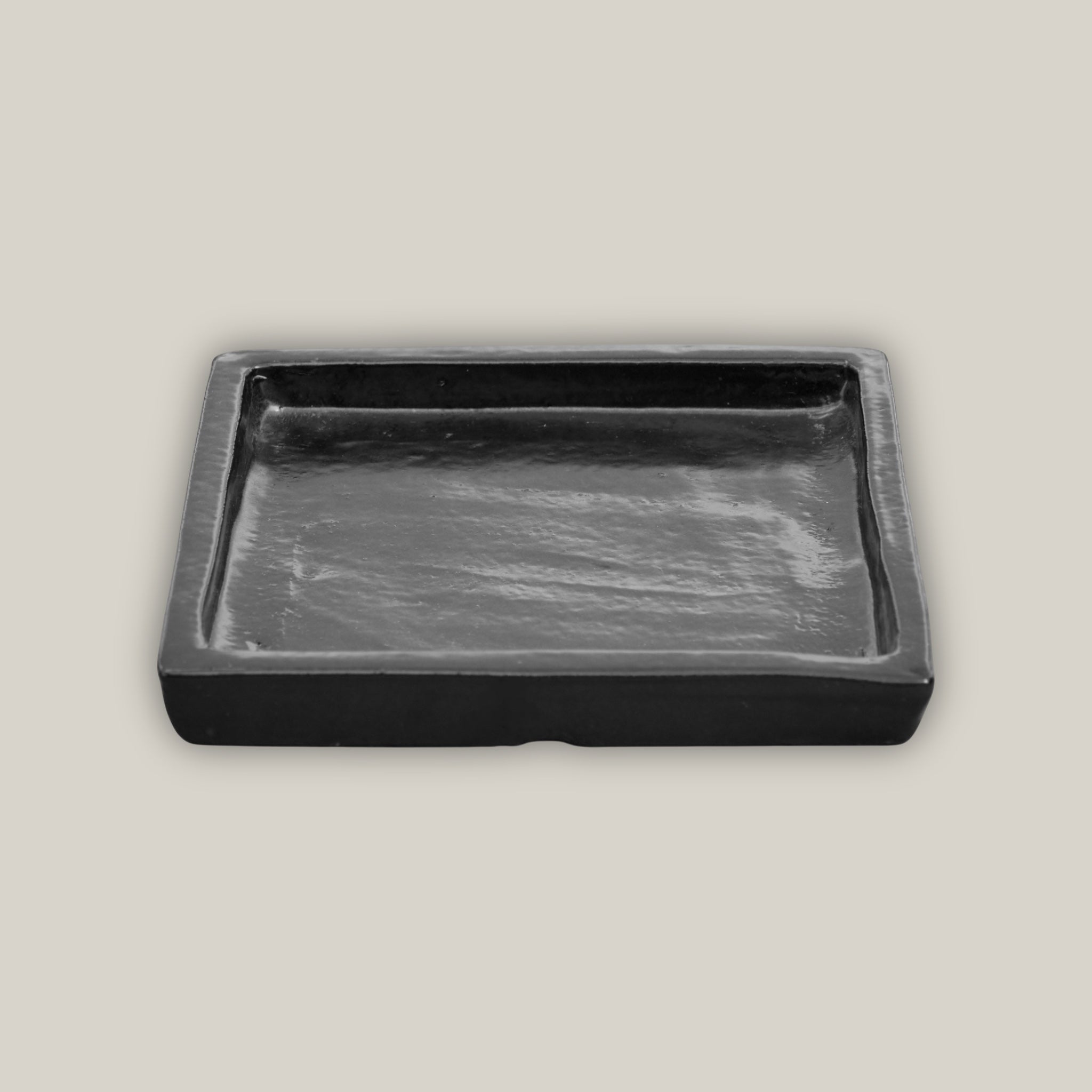 3127L1FS - Square | Black Ceramic Plant Saucer | High Fired Ecofriendly Clay - Sizes 8&quot;-15&quot; - FREE SHIPPING