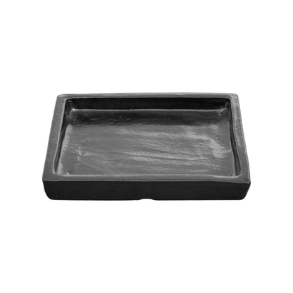 Square Black Ceramic Clay Plant Saucer