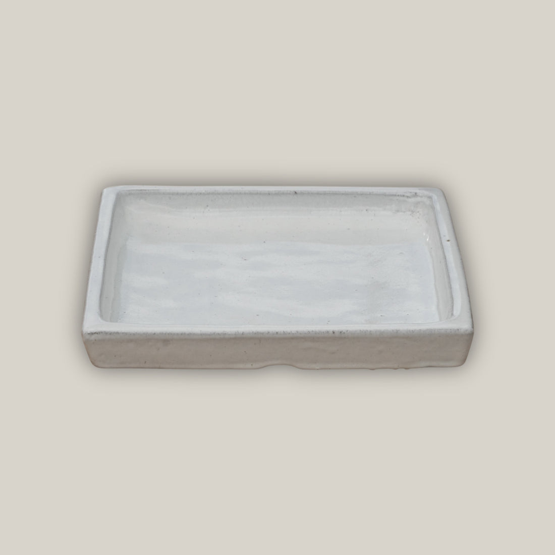 White square plant saucer made from ecofriendly ceramic