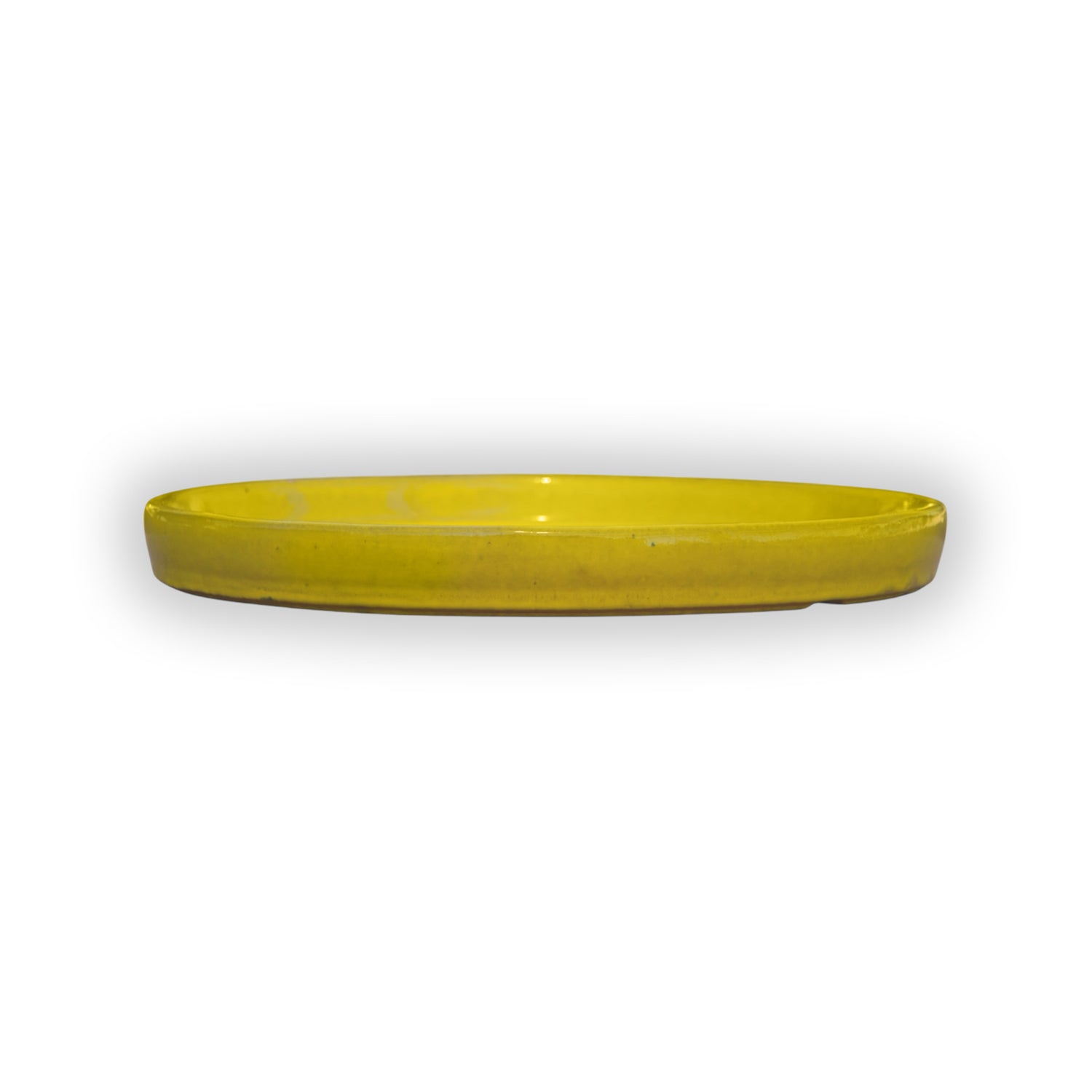 Round Atomic Yellow Ceramic Clay Plant Saucer