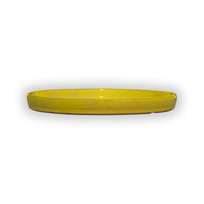 Round Atomic Yellow Ceramic Clay Plant Saucer