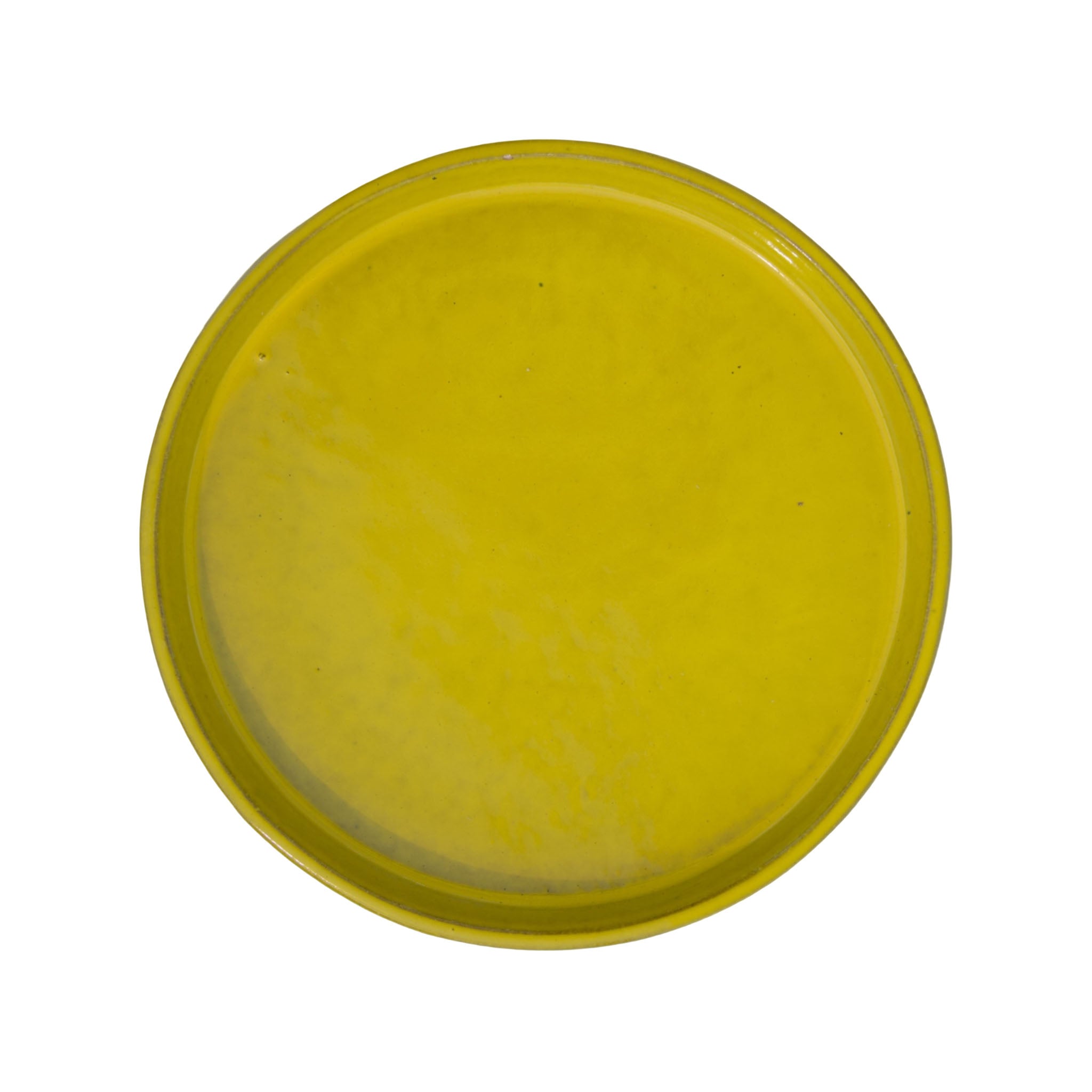 Round Atomic Yellow Ceramic Clay Plant Saucer