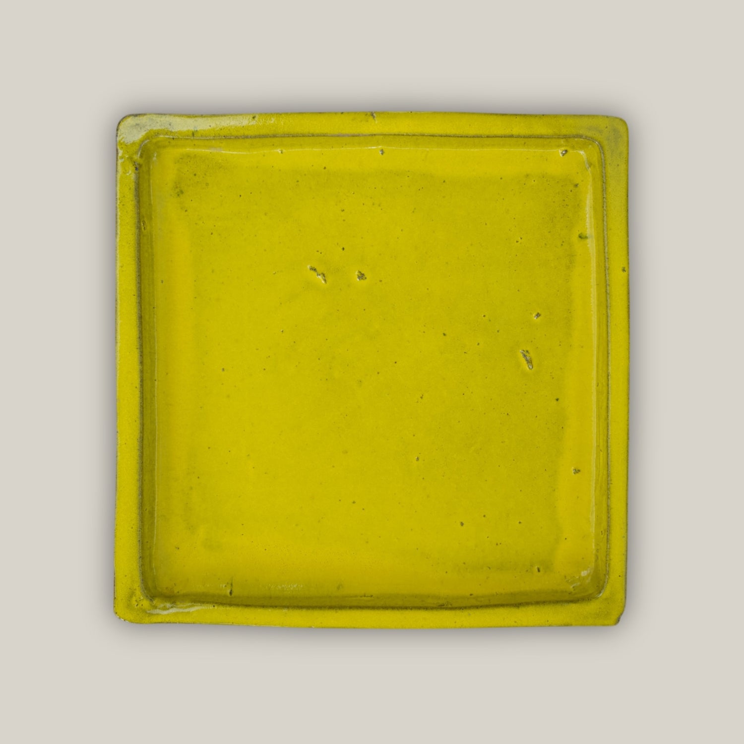 3127L38FS- Square | Yellow Ceramic Plant Saucer | High Fired Ecofriendly Clay - Sizes 8&quot;-15&quot; - FREE SHIPPING