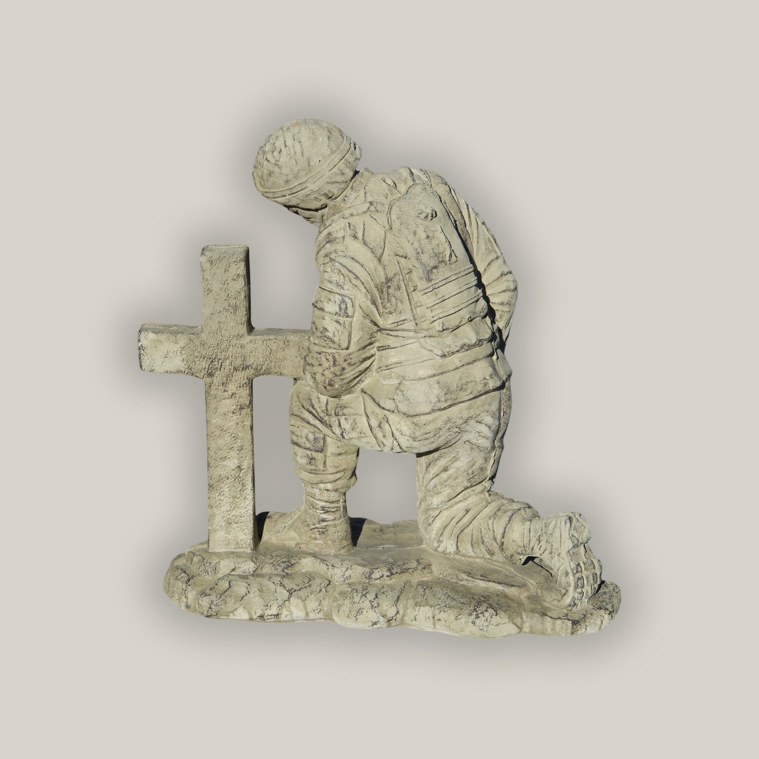 Kneeling Soldier at Cross Sculpture