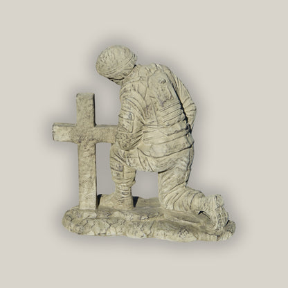 Kneeling Soldier at Cross Sculpture