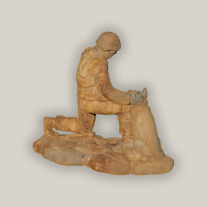 Soldier with Dog Sculpture