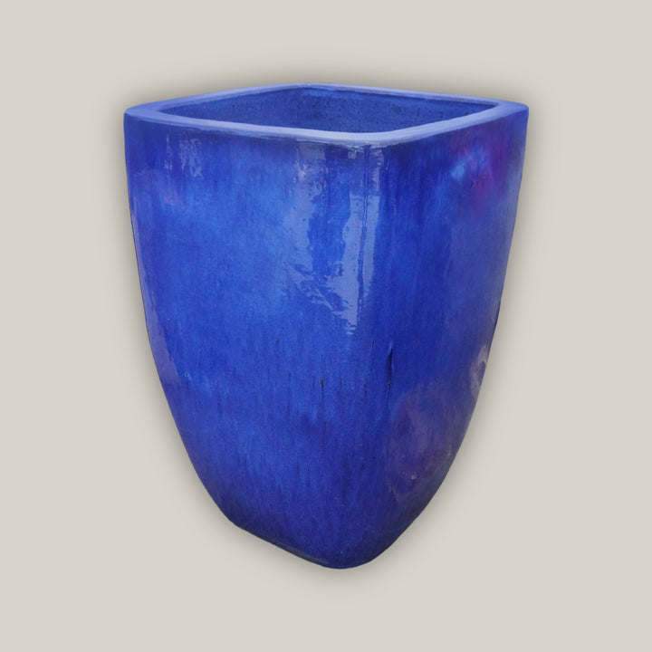 Blue Milan Rounded Edge Square Ceramic Pot