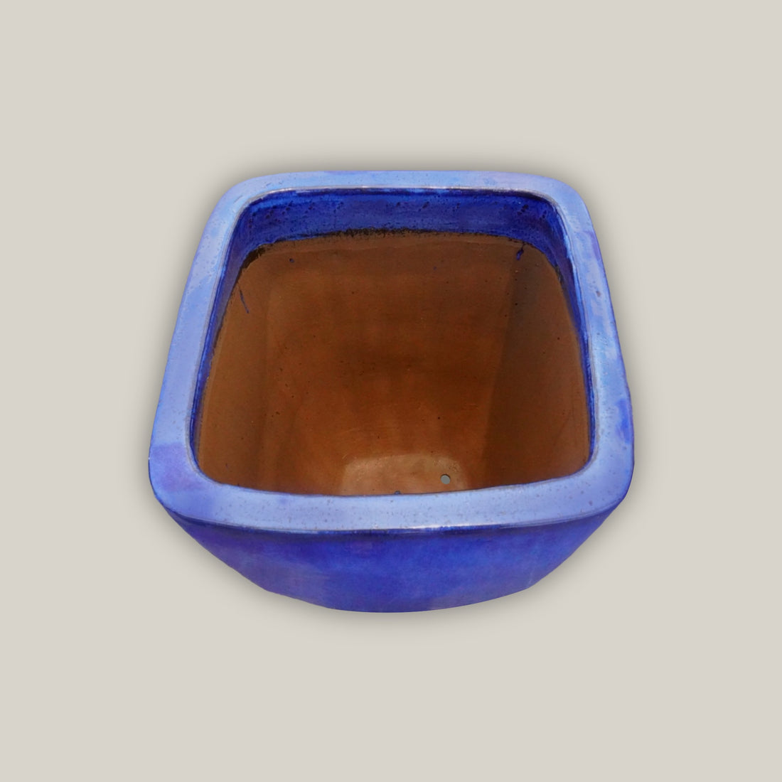 8107N8 - Blue Milan Rounded Edge Square Ceramic Pot