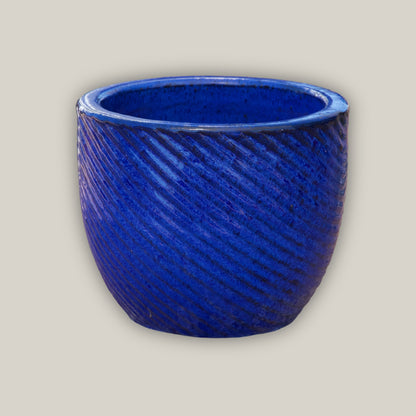 lowe's ceramic flower pots Blue Round Ceramic Swirl Planter