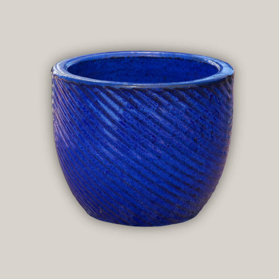 Blue Round Swirl Planter